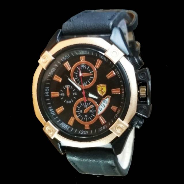 Jam tangan ferrari pria tanggal aktif kulit #ferrari kulit 48mm