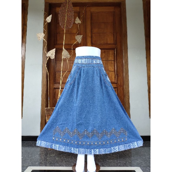 Rok Jeans Wanita / Rok Panjang Wanita / Rok Bordir / Rok Jeans Murah / Rok Cantik