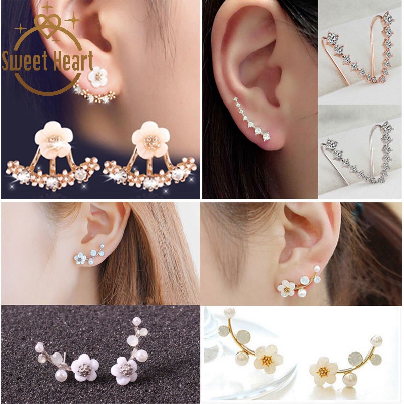 Anting Tusuk Gantung Desain Bunga Aster Hias Kristal Gaya Koreasimple Untuk Wanita