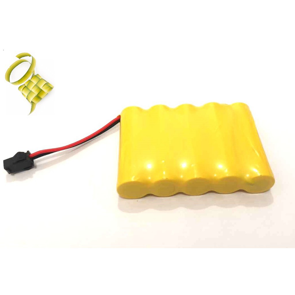 SYARIAH TOYS BATERAI CAS MOBIL REMOTE RC RANGKAI 5 (800X5) 4000MAh 6VOLT Ni-CD COLOK HITAM KABEL 2 O