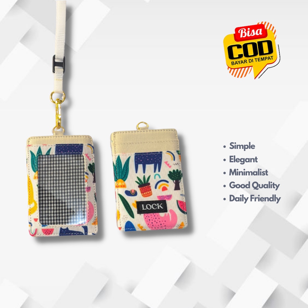 Gantungan ID Card Kantor Kasual Anti Air Kalung Name Tag Card Holder Lanyard Pria Wanita LS305