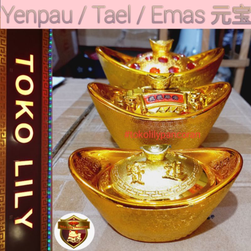 Yenpau Tael Emas / Gold Ingot / Uang Perahu Kuno / Candy Box Gold Ingot / Yenpao Permen