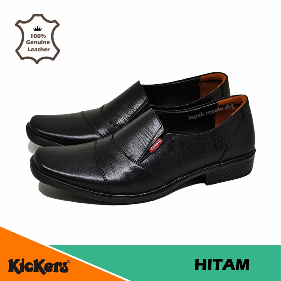 Sepatu Pantofel Pria KULIT ASLI Kickers Formal Kerja Kantor Hitam Coklat Tua JBL 10 35