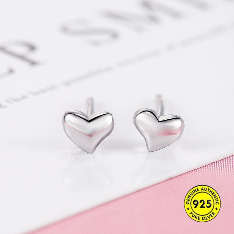 Anting Stud Mini Bahan Sterling Silver Bentuk Hati Untuk Wanita