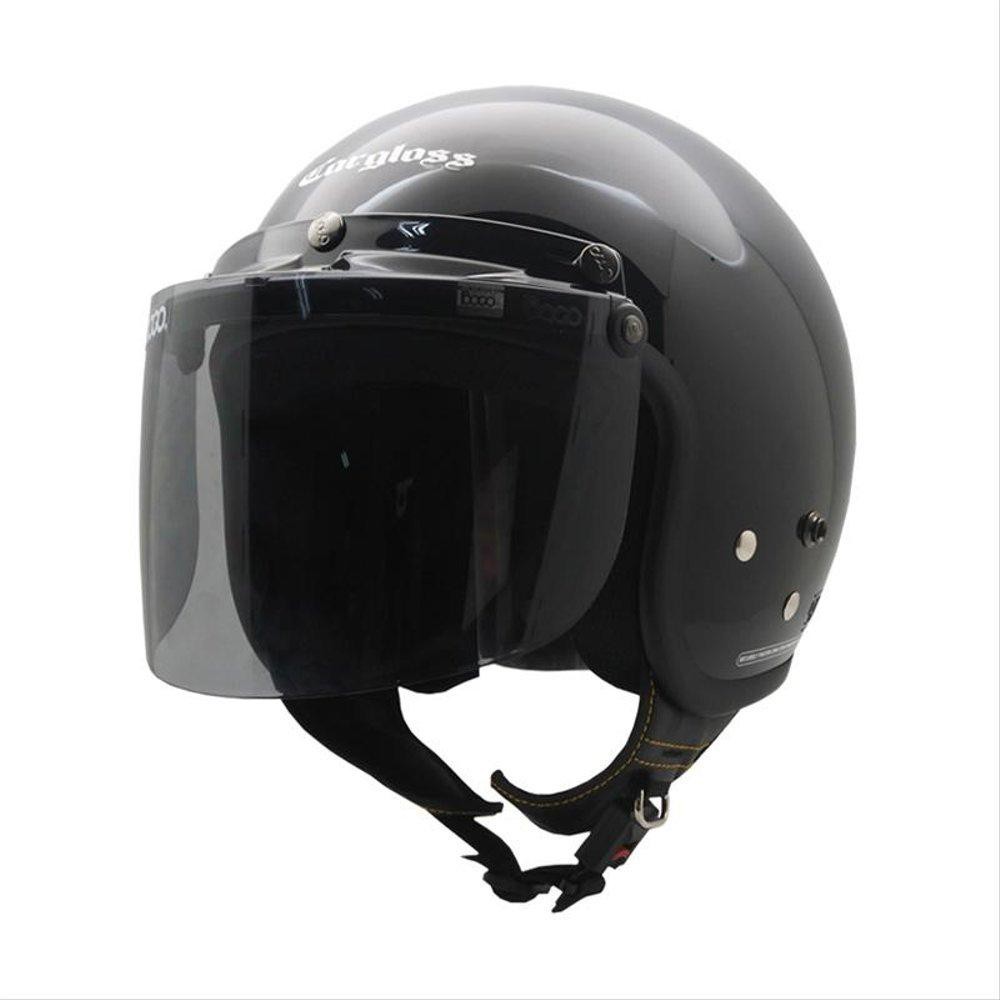 Helm Cargloss Black Glossy with Flat Visor Bogo / Bubble Visor Cembung