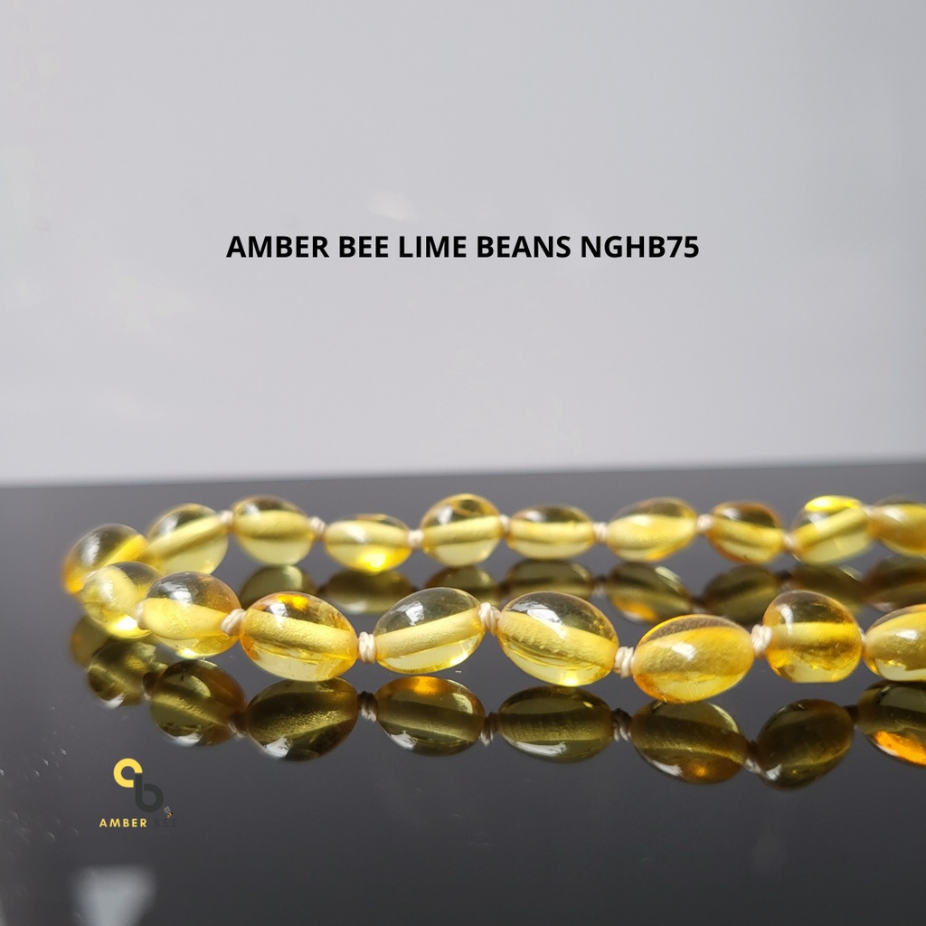 Kalung Amber Bayi &amp; Anak Premium Glossy Lime Beans NGLB75 By Amber Bee