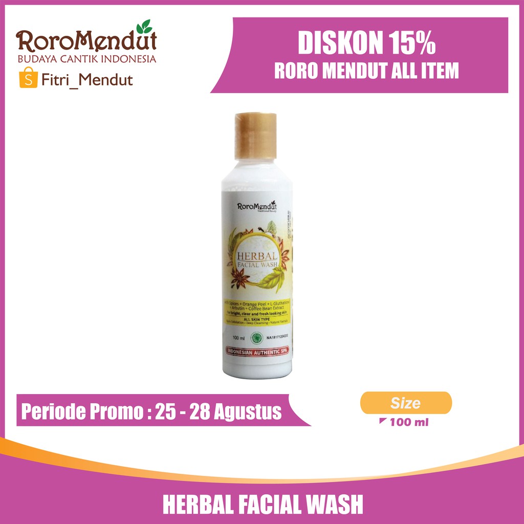 

HERBAL FACIAL WASH ROROMENDUT DISKON 15% ALL ITEM