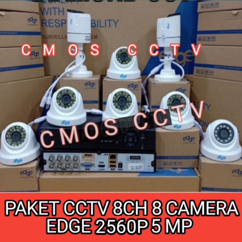 PAKET CCTV EDGE 5MP 8 CHANNEL 8 CAMERA FULL HD 2560P KOMPLIT+HDD 2 TB