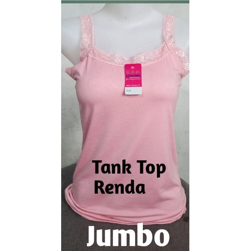 Tank Top Wanita Cewek Dewasa Renda Tali Singlet Jumbo Spandex Rayon Melar Adem Caresby