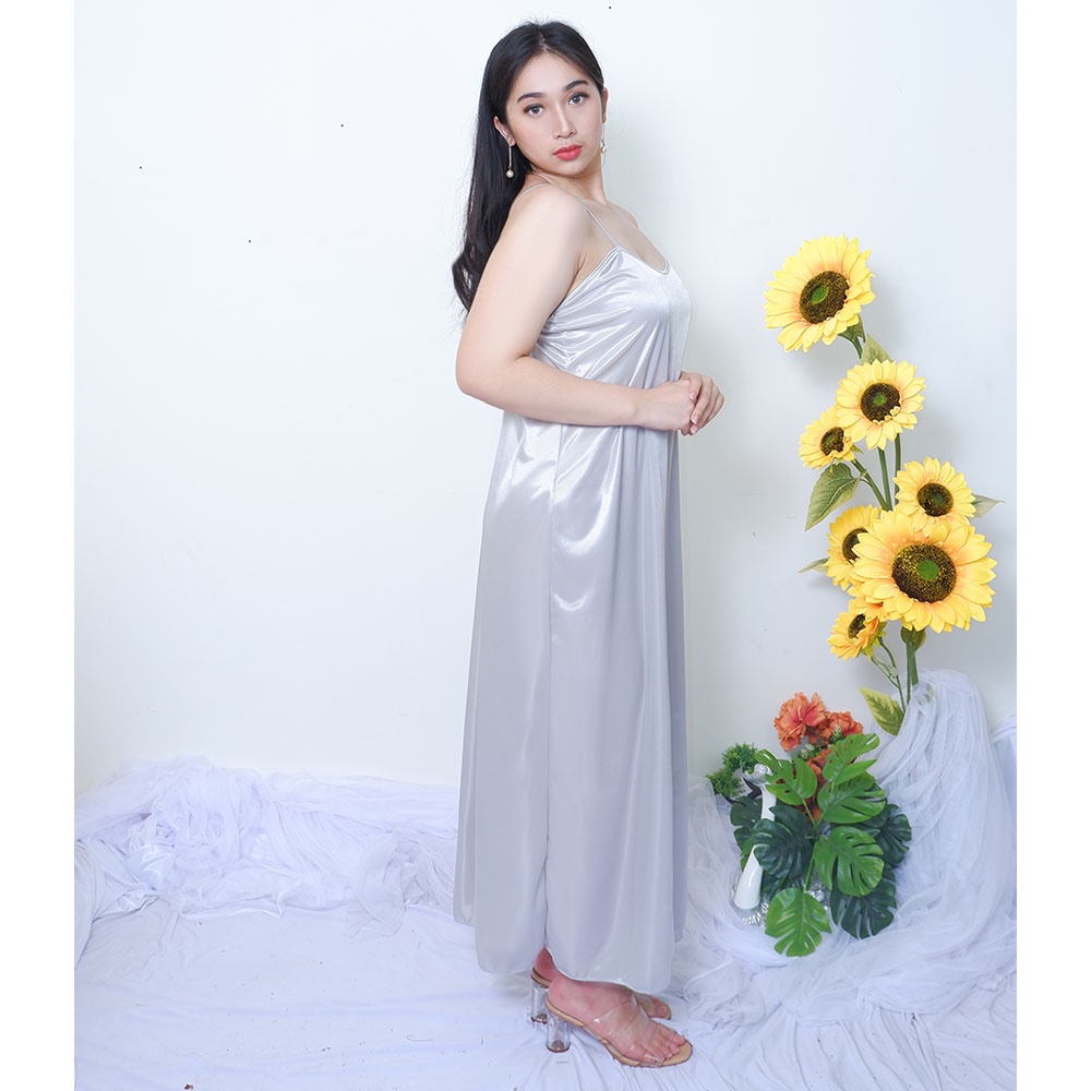 FOLVA Long dress tanktop panjang wanita satin 1623SDR_XL jumbo