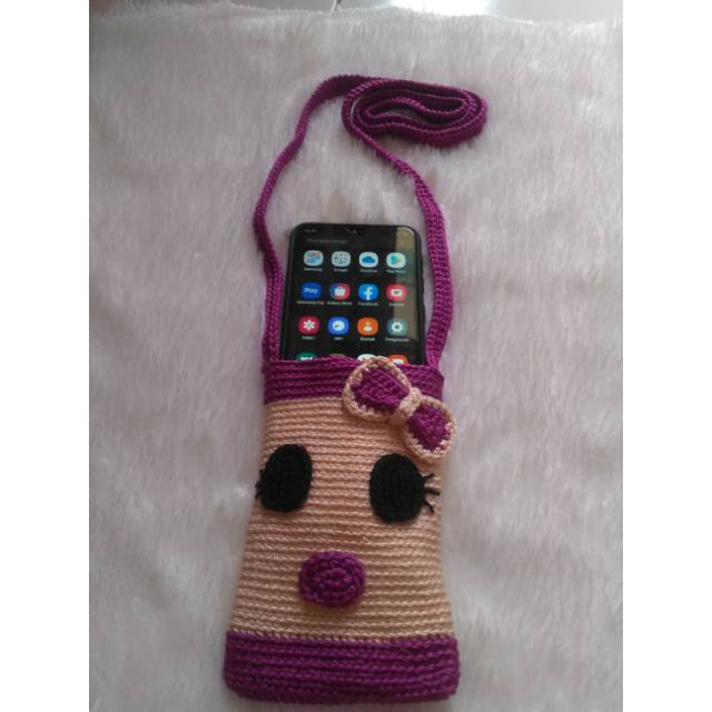 Tas rajut hp slempang pita cantik...