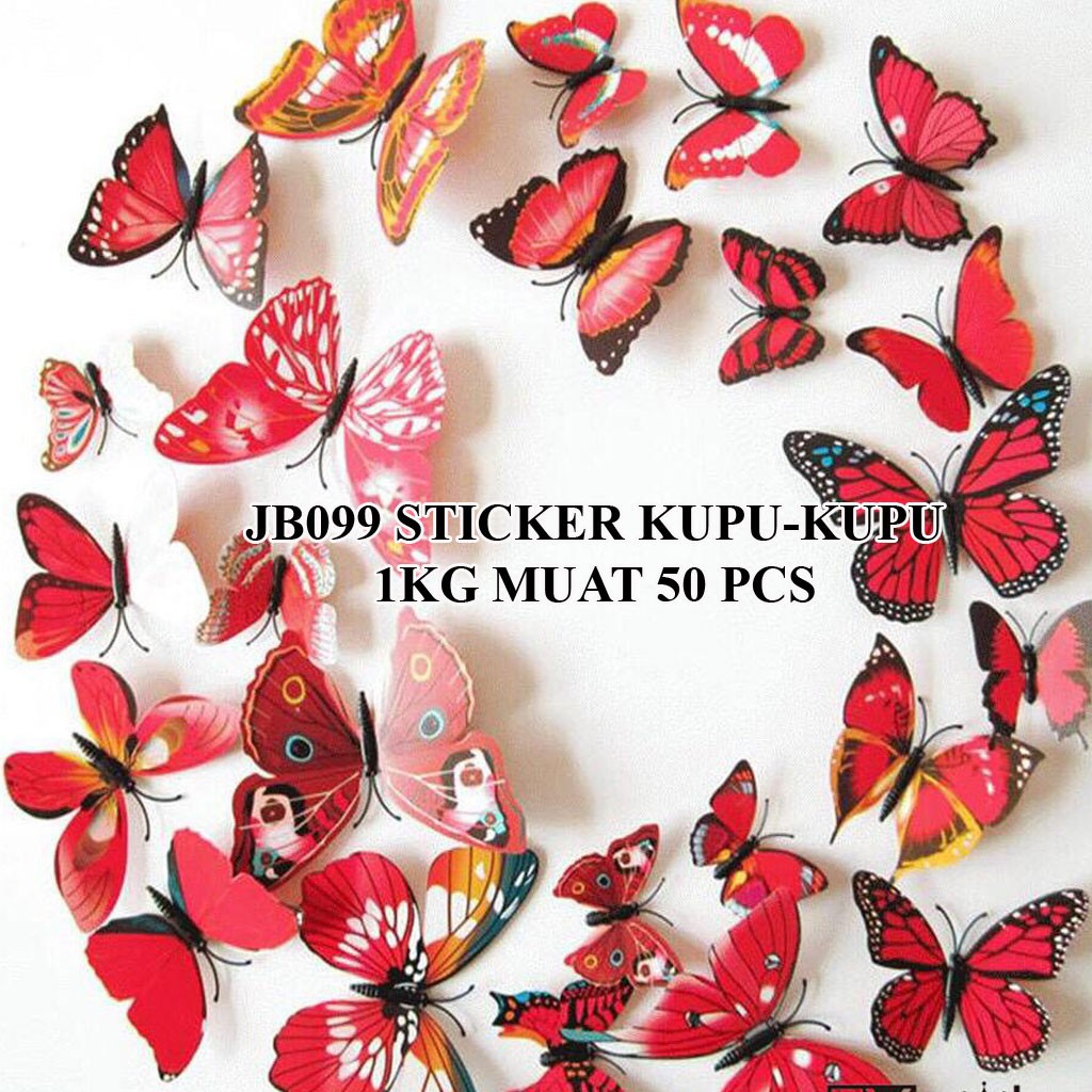 STIKER DINDING 3D MOTIF KUPU-KUPU 3D WALL STIKER 12 BUTTERFLY PVC