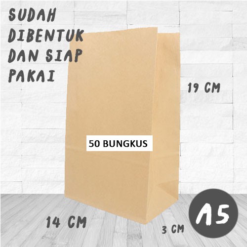 

Kantong Kertas Coklat Paking Polos Samson Kraft A5 18x14cm Kertas Bungkus Makanan / Roti / Snake A5