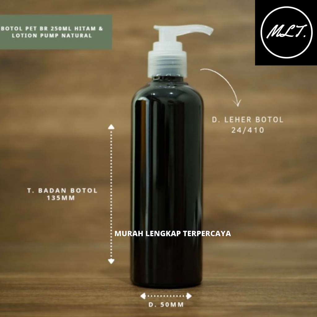 BOTOL PLASTIK PUMP 250 ML HITAM PUMP LOTION NATURAL