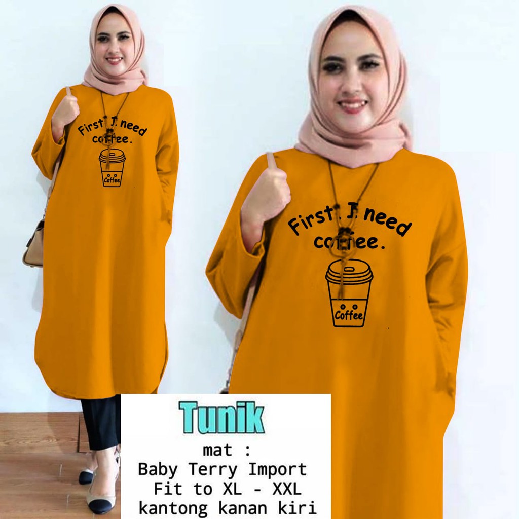 TUNIK COFFEE / TUNIK MAMACHI /TUNIK PREMIUM/ TUNIK POLOS/ TUNIK CEWEK / TUNIK PANJANG / TUNIK CANTIK