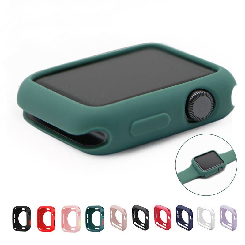 Soft Case Pelindung Bahan Silikon Warna Permen Untuk Apple Watch 3 2 1 42mm 38mm 4 5 6 Se 44mm 40mm Bumper