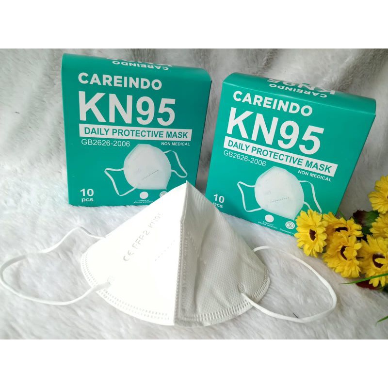 Masker KN95 Tali Earloop Box Polos Warna Putih Siap Pakai