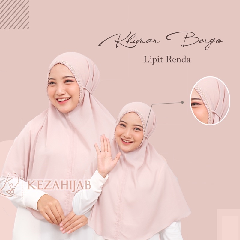 KHIMAR BERGO TALI LIPIT-RENDA/HIJAB INSTANT BERGO