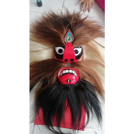 topeng bujang ganong rambut sintetis hitam campur coklat