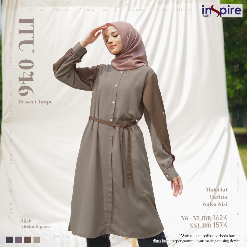 Inspire ITU 46 Atasan Tunik Bahan Carina Casual Outfit Baju Wanita Muslimah Polos