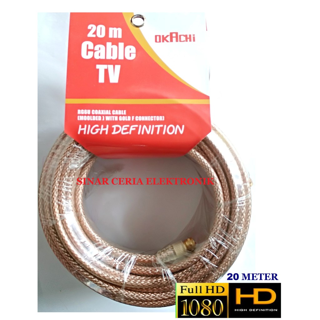 Kabel Antena Tv Coaxial Tembaga Murni Hih Definition 20 Meter COAXIAL CABLE