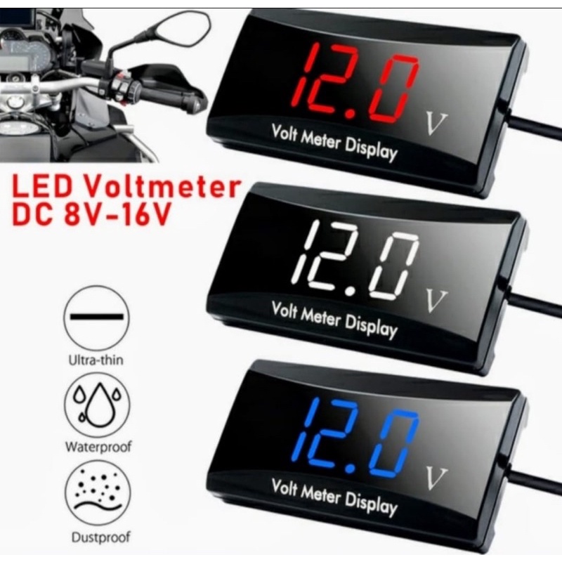 Voltmeter Volt meter LED 12Volt / Alat Ukur Aki 12V Motor Mobil