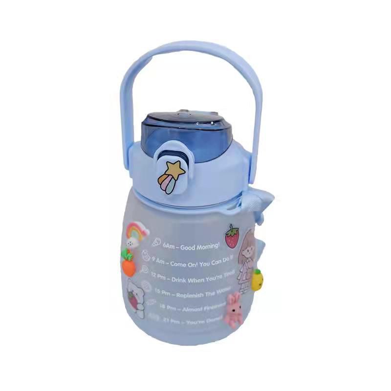 [SKY Grosir] Botol Minum Pelangi 2 Liter 2L (Botol Motivasi Warna Gradasi 2000mL)-1 Warna/ Biru 1300ml