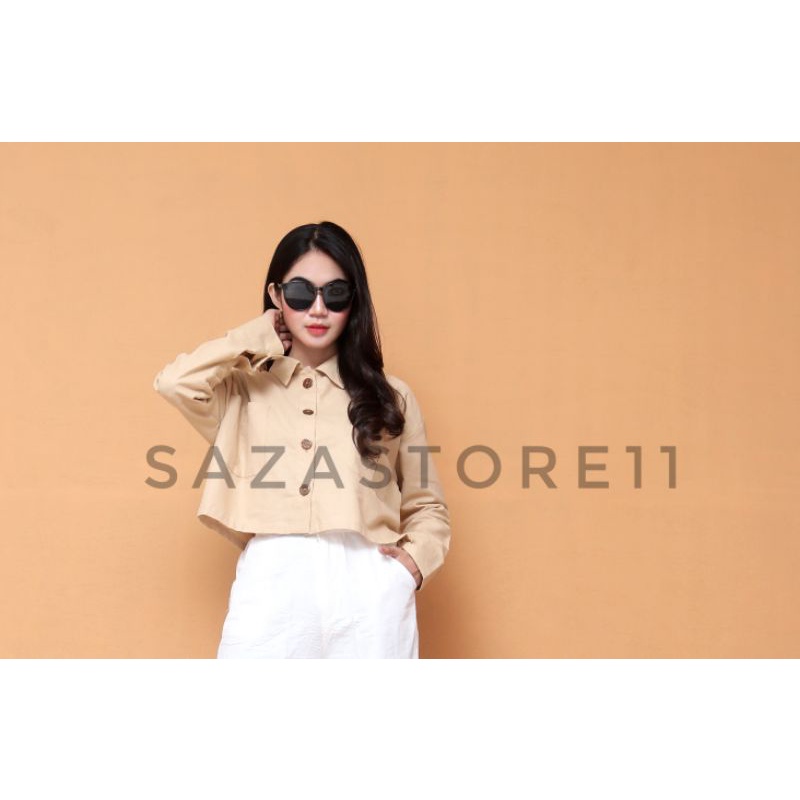 KEMEJA GITA RAMI BASIC SHIRT CROP LINEN KEMEJA LINEN OVERSIZE