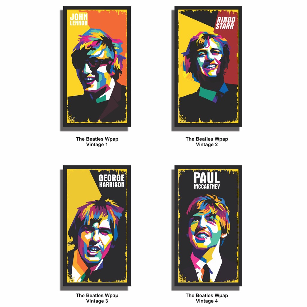 Hiasan Pajangan Dinding Wall Decor Poster Kayu Bingkai Foto The Beatles Dekorasi Kamar Cowok Cafe