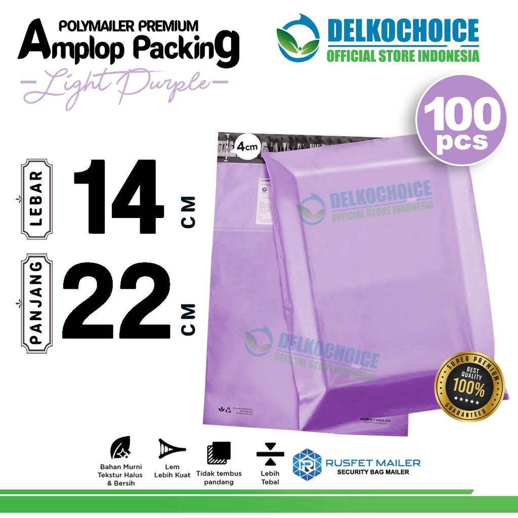 

Polymailer Polos LIGHT PURPLE 14x22cm Amplop Plastik Packing Olshop PREMIUM / PACK