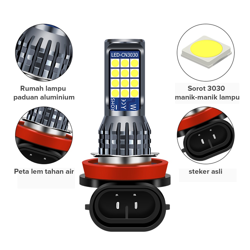 Mobil 1 pcs/2pcs Super Terang Foglamp 12-24V H8 H9 H11 Two Color Foglamp Led Foglamp Led Mobil