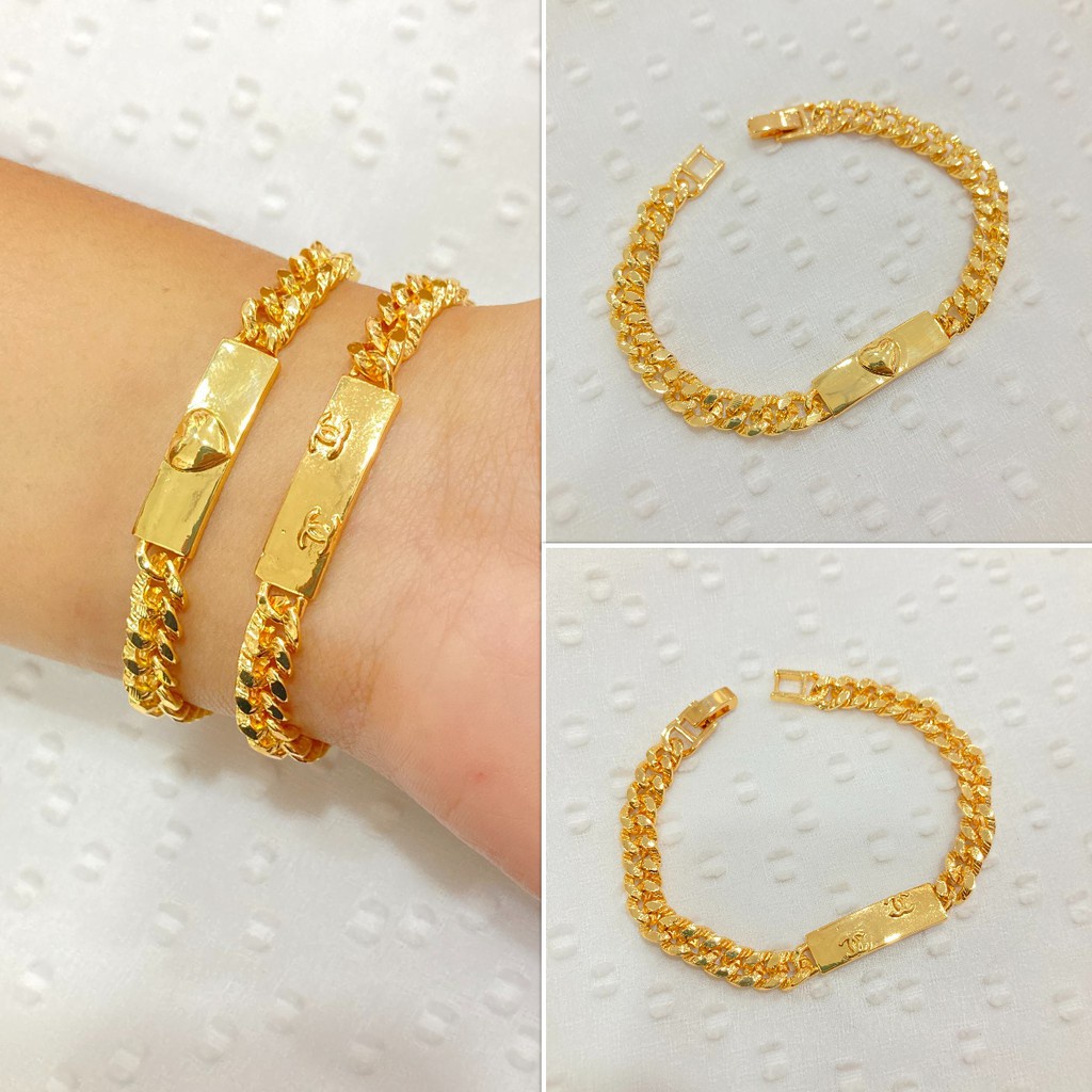 Gelang Rantai Titanium Wanita Anti Karat Xuping Lapis Emas Perhiasan Fashion Wanita Berlapis Emas KTA22-2