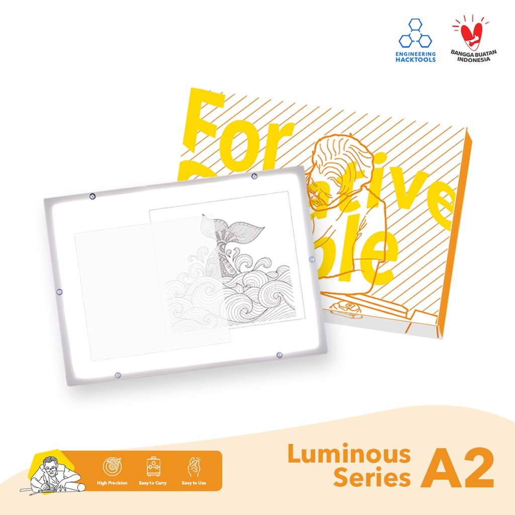 Meja Gambar Tracing/Jiplak Portabel Ukuran A2 dengan LED