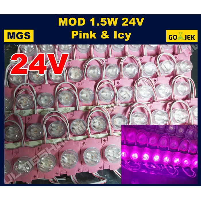 100Pcs Modul LED 1.5w 1 LED 24v - Pink Icy