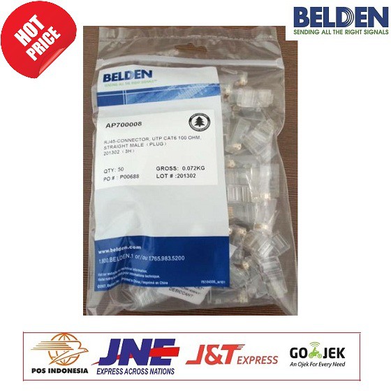 Konektor RJ 45 Original Belden Connector RJ45 Cat5E Isi 50pcs