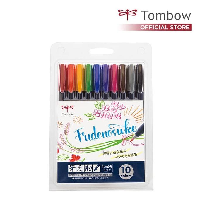 

Tombow Fudenosuke Hard Tip (New Colors) 1 Set isi 10 Pcs