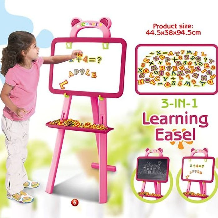 papan tulis anak magnetic learning easel 3 in 1 mainan edukasi papan tulis magnet l62l