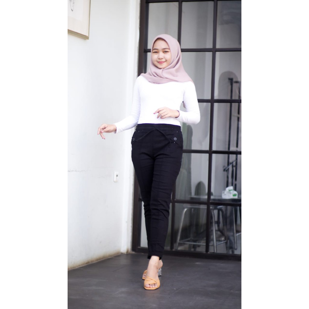 celana baggy pants wanita K2 twill combade ukuran fit L dan Jumbo