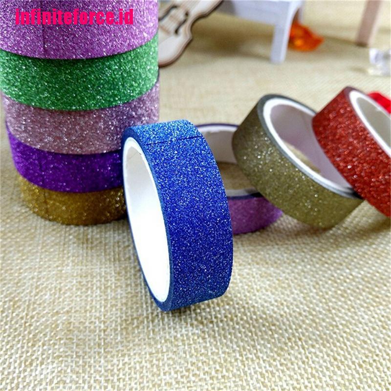 10pcs Glitter Washi Sticky Paper Masking Adhesive Tape Label DIY Craft Decorative