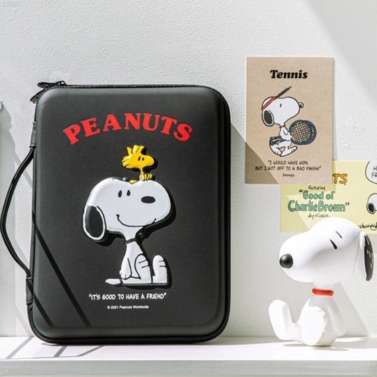 Sleeve Pouch Sarung Tas Bag Case Ipad Tab Tablet Macbook Air Pro Laptop Asus Acer Lenovo HP Huawei 11 12 13 14 15 inch Motif Gambar Kartun Cartoon Karakter Snoopy Warna Biru Hitam Lucu Cute Murah Korean Model Tali Jinjing Tebal Hard Shell