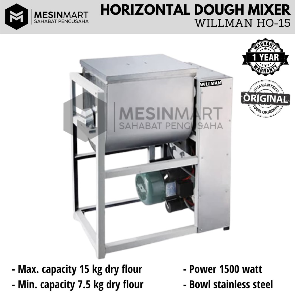 Mesin Pengaduk Adonan Mie Cireng Cilok Adonan Padat Berat/ Horizontal Dough Mixer WILLMAN HO-15B