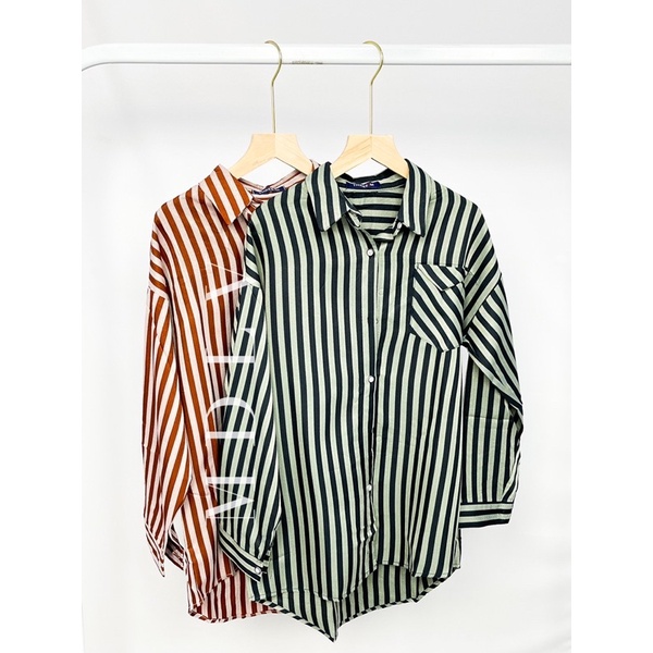 MDLV ~ 4104 Linnea Striped Shirt Kemeja Salur Import