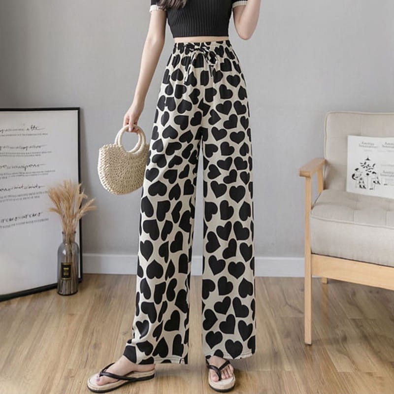 BEFAST - ZFS OOTD Celana Kulot HIYA / KULOT LOVELY / Celana Kulot Terbaru / Celana Kulot Motif Love / Ceana Panjang Kekiniaan Remaja / Trendy / Teralrus / Celana Kulot Outfit Wanita Selebgram