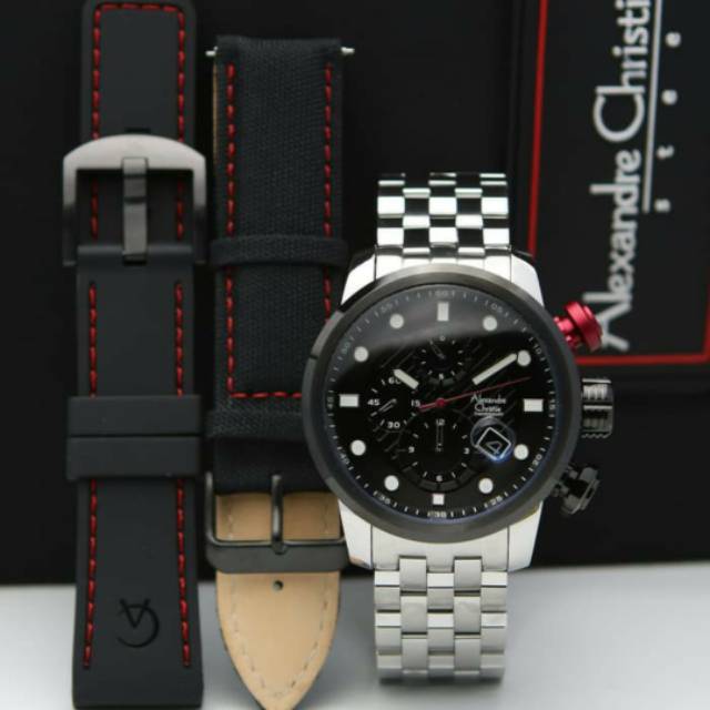 Jam Tangan Alexandre Christie tipe Ac 6163MC Silver Black