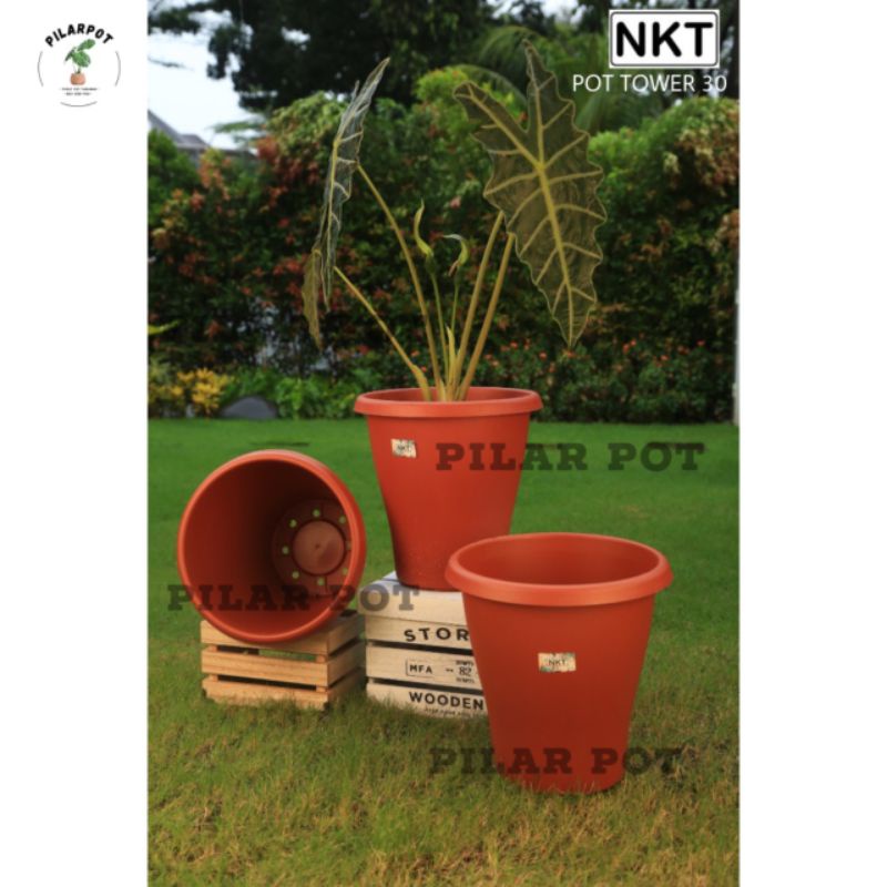 pot bunga tanaman tinggi nkt tower 30cm - NKT TOWER 30 MERAH BATA