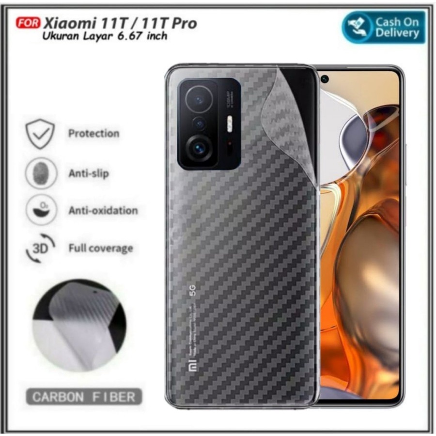 XIAOMI 12 LITE 11T 11T PRO MI 10T MI 10T PRO MI 11 MI 11 LITE MI 11 ULTRA ANTI GORES BELAKANG SKIN CARBON GARSKIN ANTI JAMUR MOTIF KARBON PELINDUNG BELAKANG ANTI JAMURAN MI 11 T