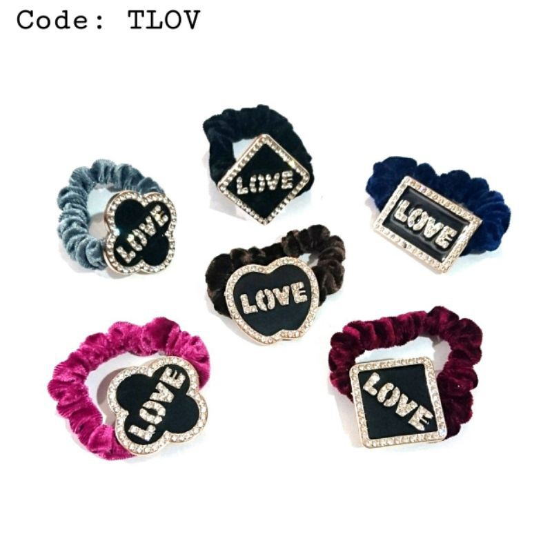 ikat rambut + gelang bludru tlove high quality kuat