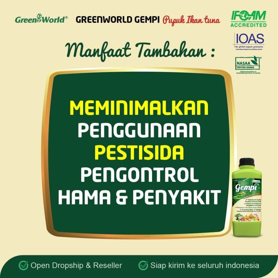 Pupuk Organik GEMPI - GREEN WORLD - 500 ML - Mengandung Omega 3 &amp; Selenium dari Ikan Tuna Australia - Meningkatkan Hasil Panen dan Kekebalan Tanaman Terhadap Hama &amp; Penyakit