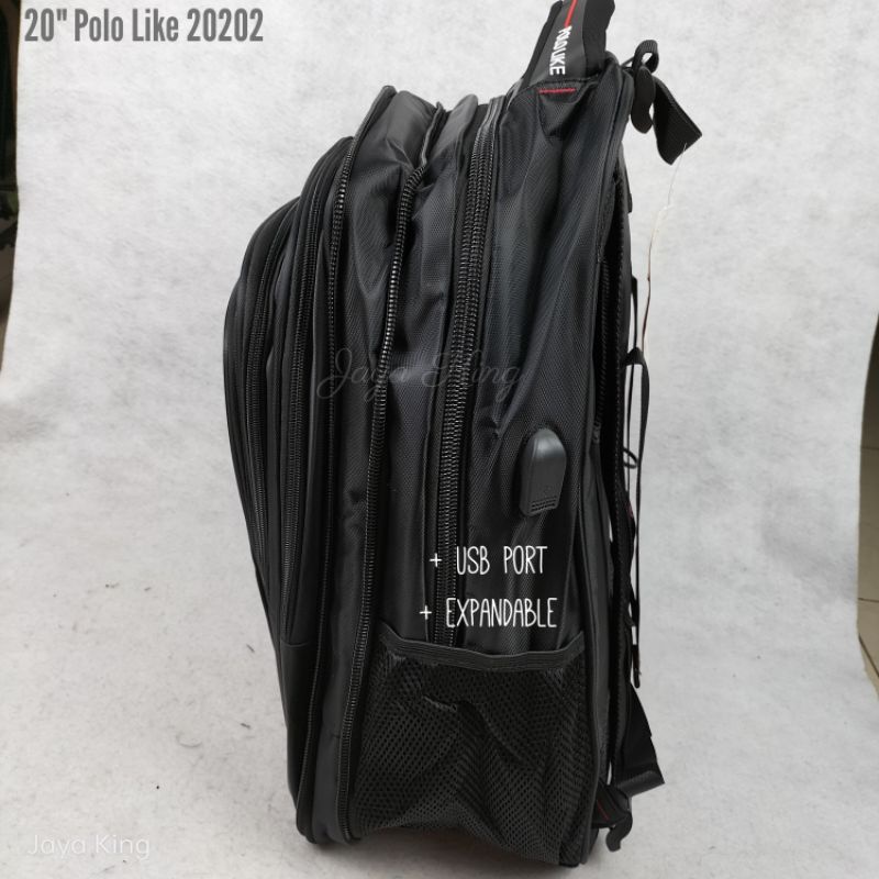 Ransel Laptop USB Polo Like 20 Inch Jumbo Lock Kombinasi Expand Tas Sekolah Kerja Pria