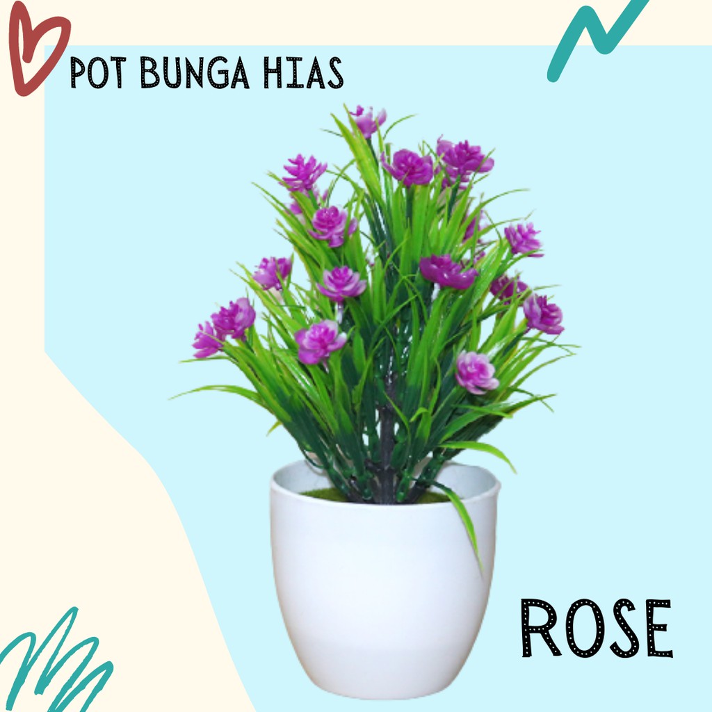 Satu7an PBP23 Tanaman Bunga Plastik Tanaman Hias Bunga Kamelia Pot Bunga Artificial Flower-5